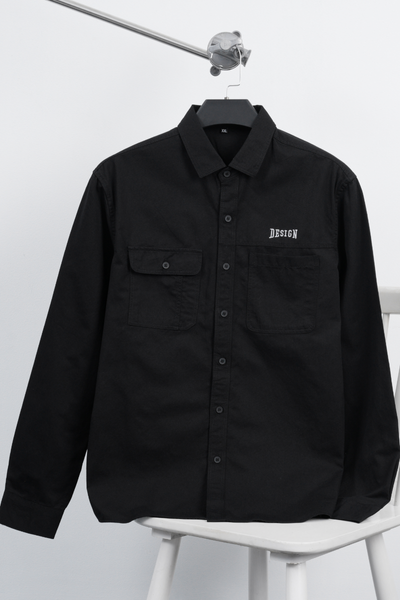 ÁO SƠ MI NAM TAY DÀI TÚI MÀU ĐEN - T003544