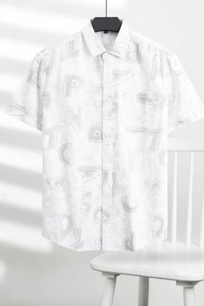 ÁO SƠ MI NAM TAY NGẮN HỌA TIẾT TRẮNG T003551