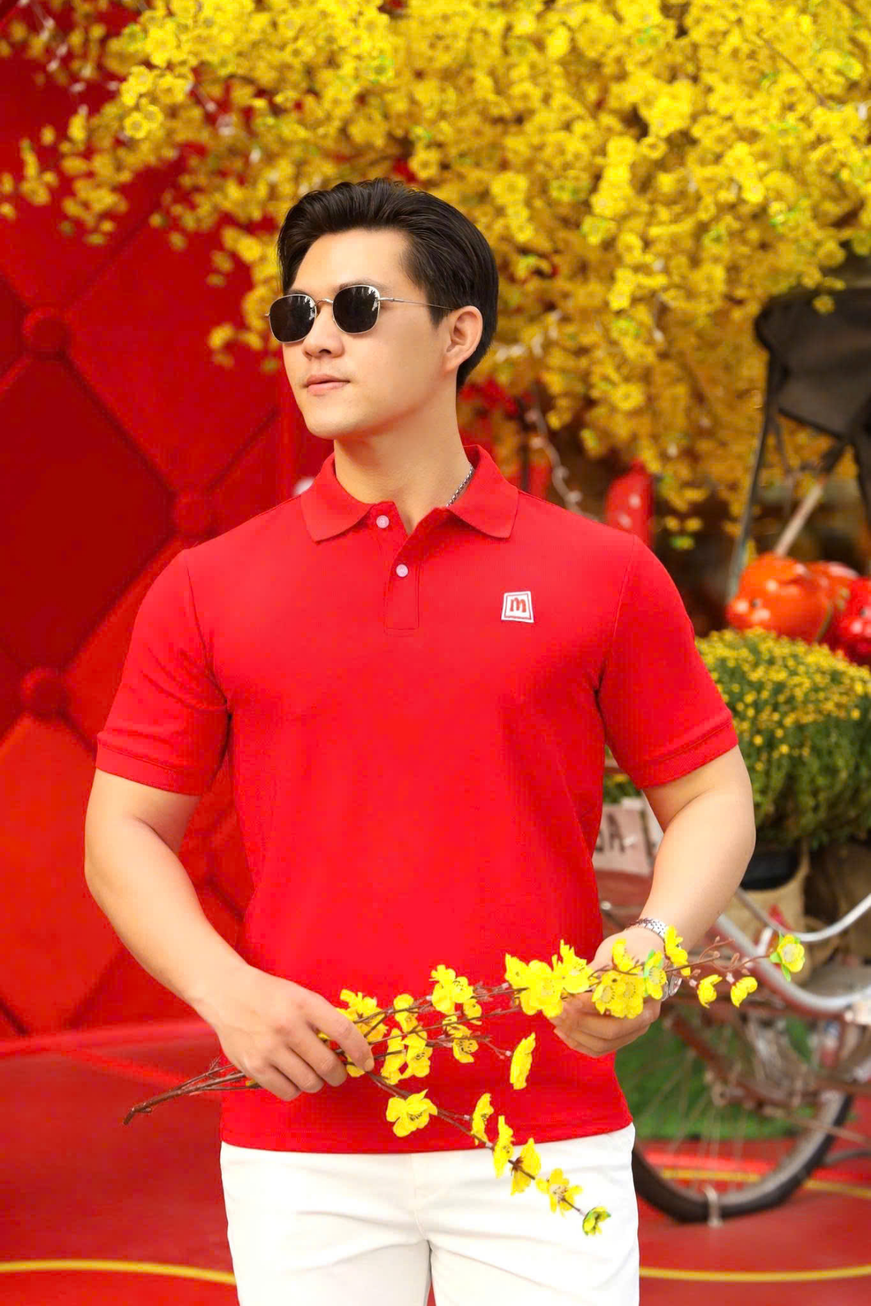 ÁO THUN POLO ĐỎ IN LOGO - VH003933