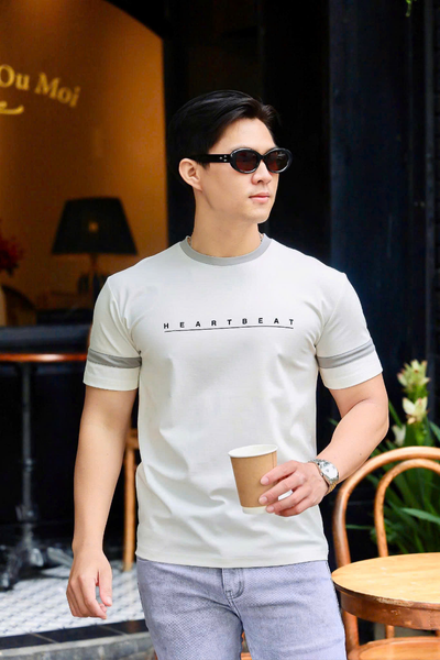 ÁO THUN CỔ TRÒN TRẮNG HEARTBEAT - VH003882