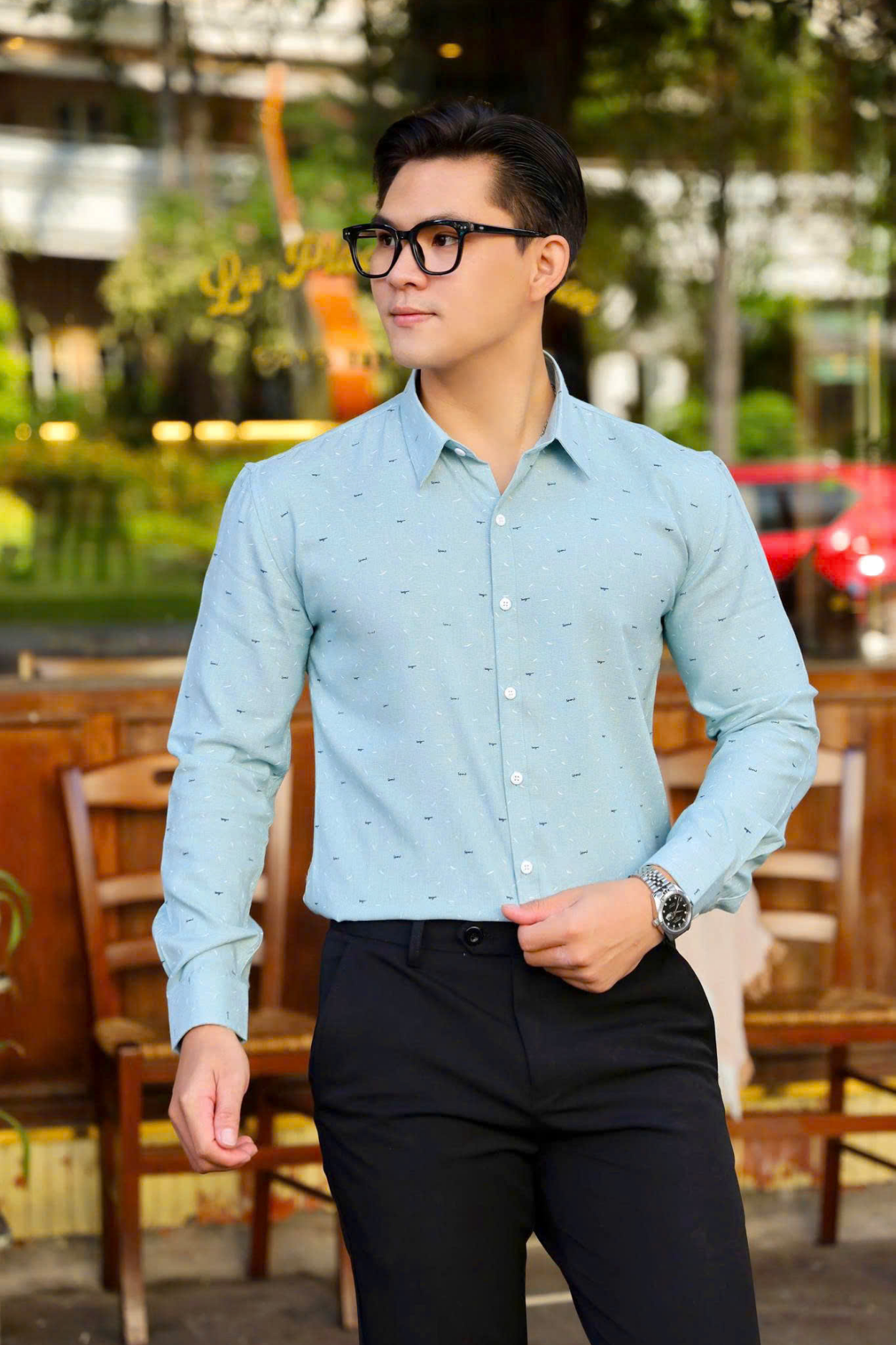 ÁO SƠ MI NAM TAY DÀI HỌA TIẾT - HS002006