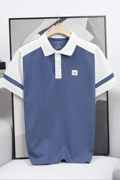 ÁO THUN POLO RAYON LOGO MÀU XANH - VH003904