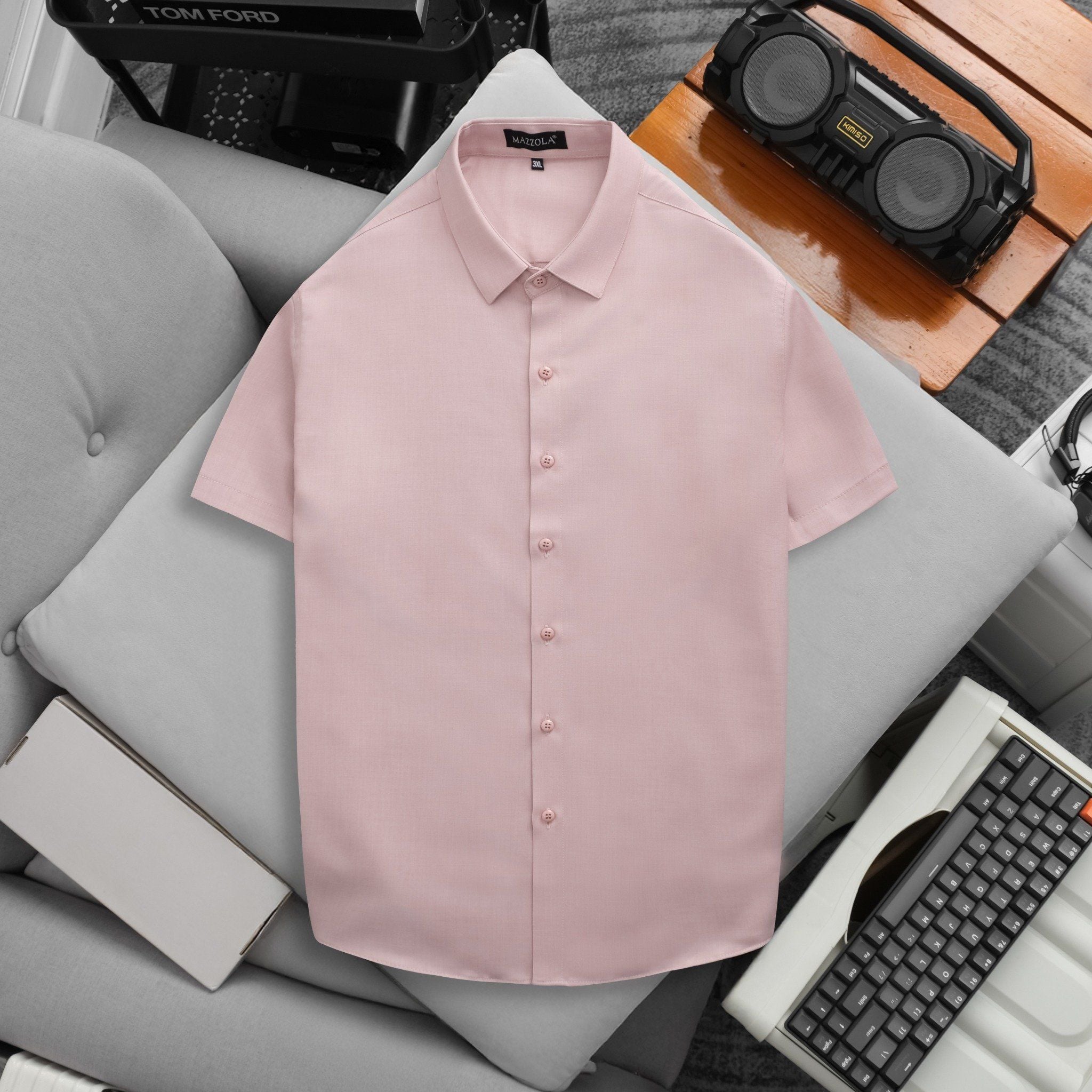 ÁO SƠ MI NAM TAY NGẮN LỤA XƯỚC