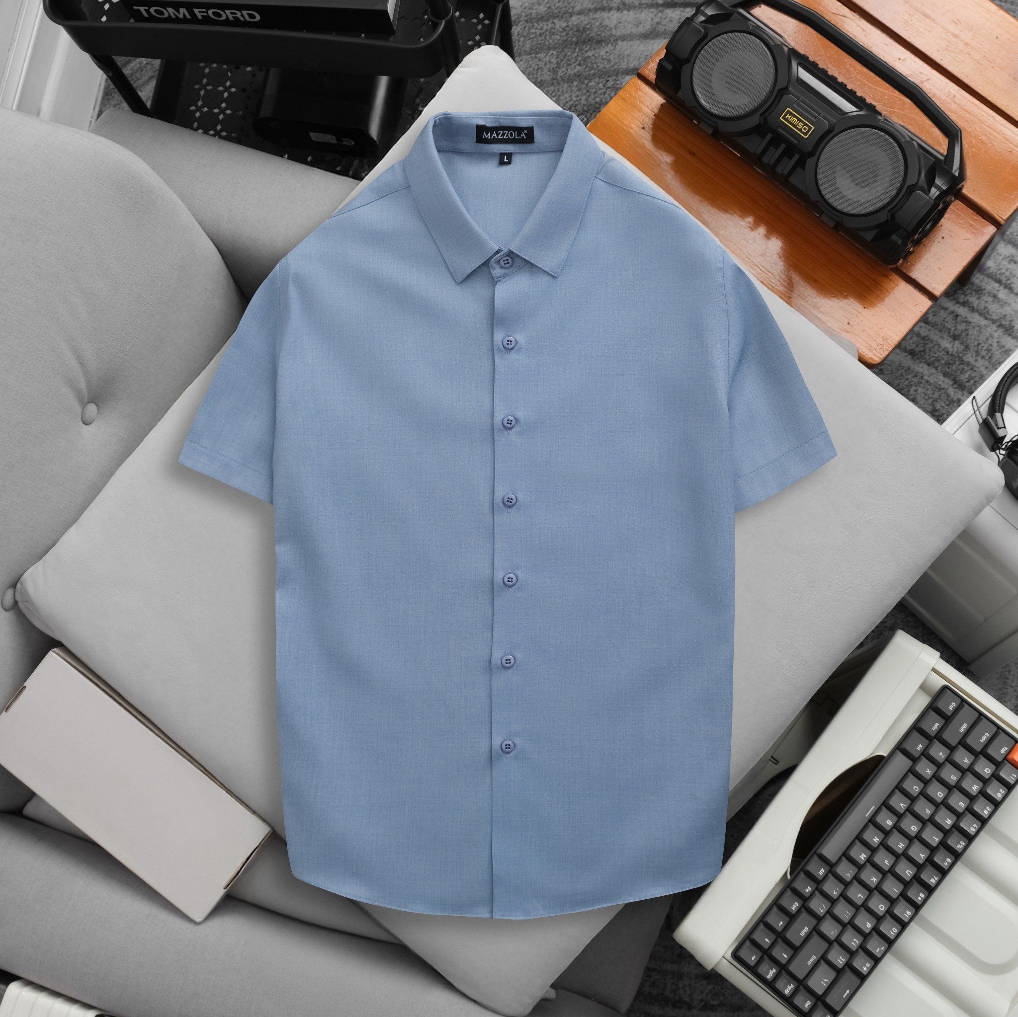 ÁO SƠ MI NAM TAY NGẮN LỤA XƯỚC