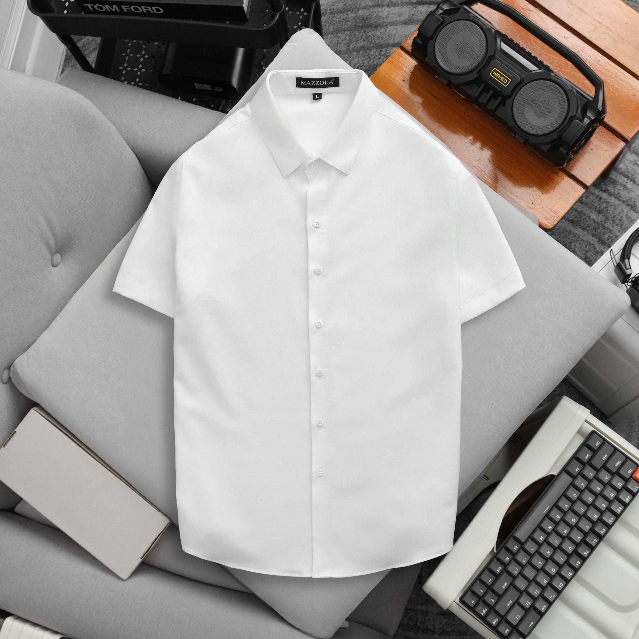 ÁO SƠ MI NAM TAY NGẮN LỤA XƯỚC