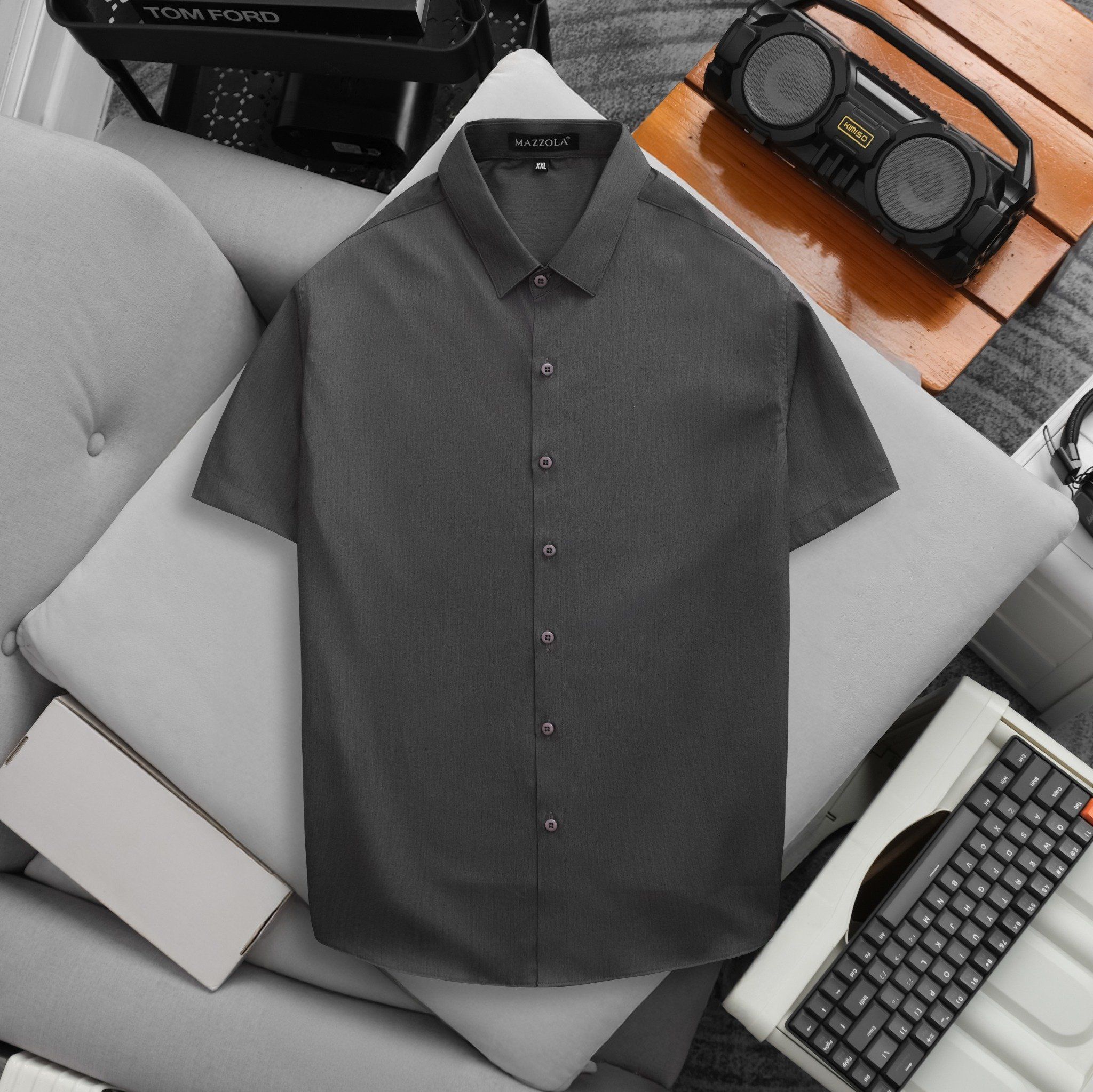 ÁO SƠ MI NAM TAY NGẮN LỤA TRƠN