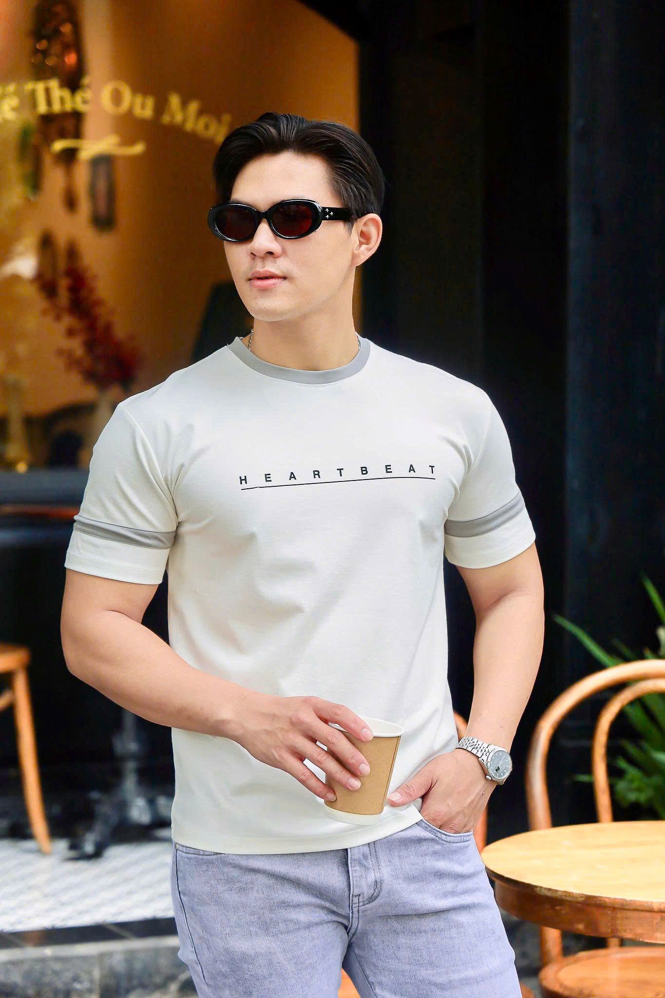 ÁO THUN CỔ TRÒN TRẮNG HEARTBEAT - VH003882