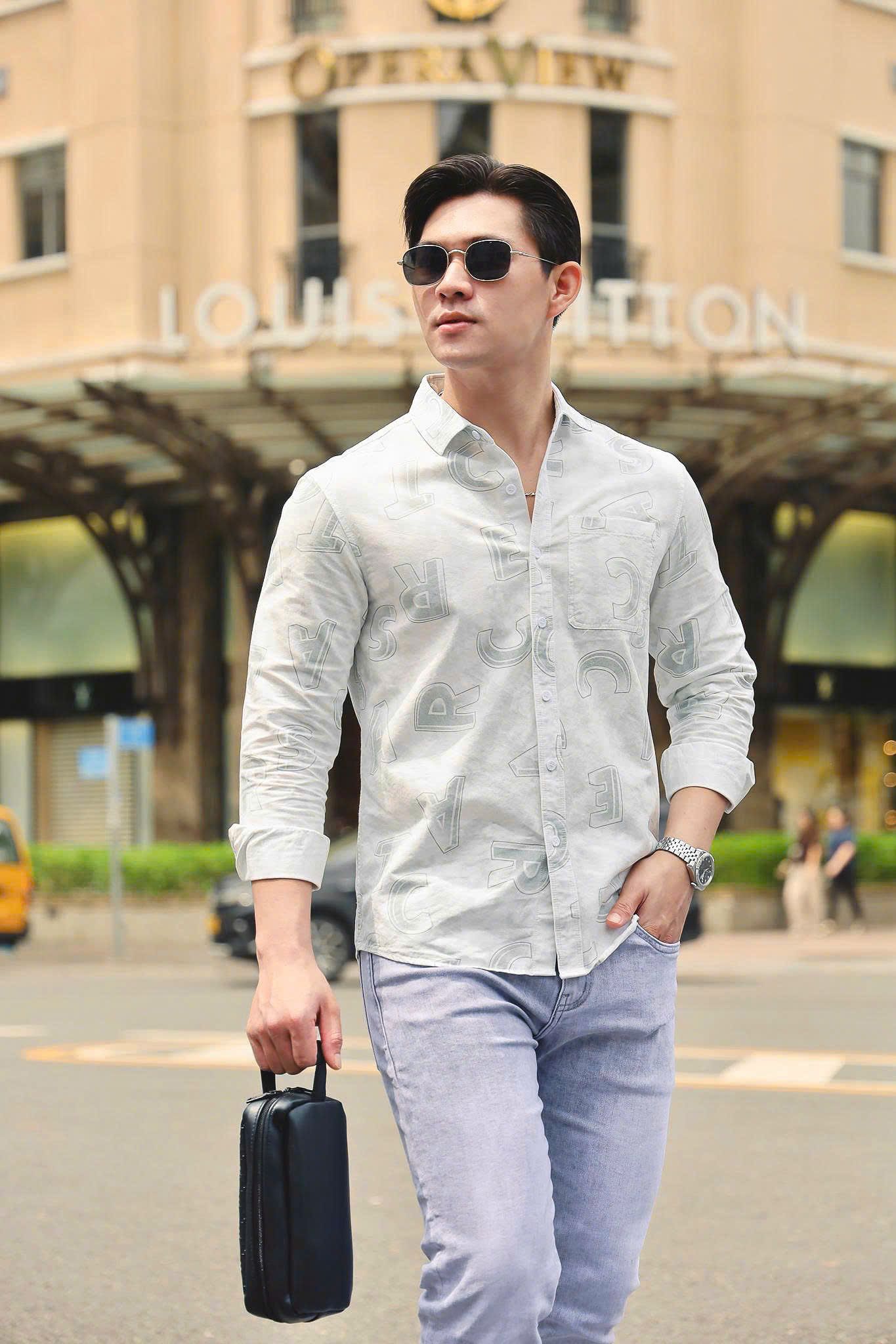 ÁO SƠ MI NAM TAY DÀI HỌA TIẾT TRẮNG - T003550