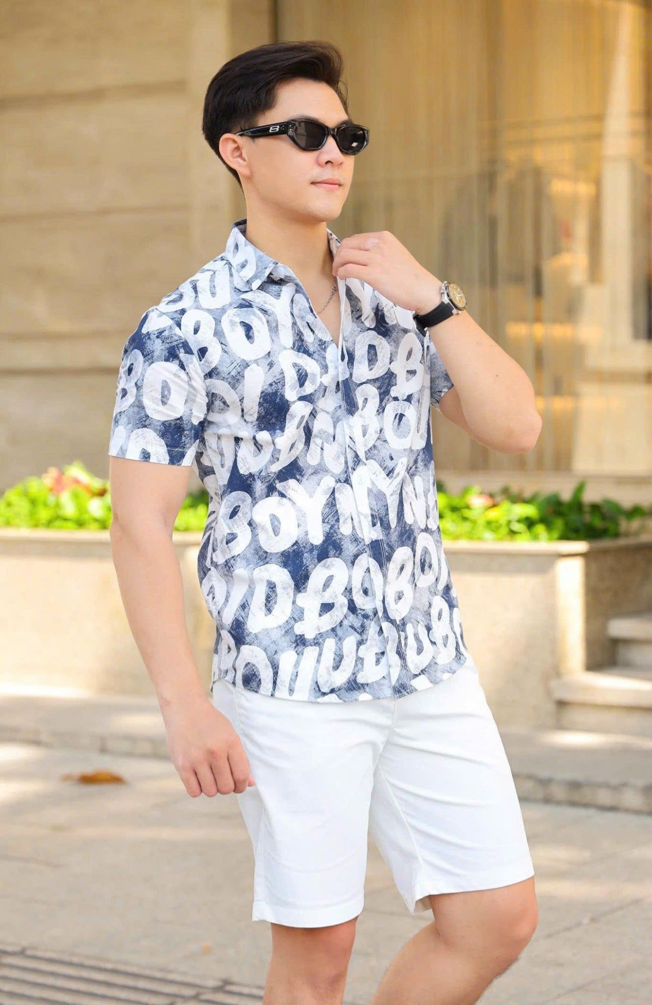 ÁO SƠ MI NAM TAY NGẮN HỌA TIẾT T003556