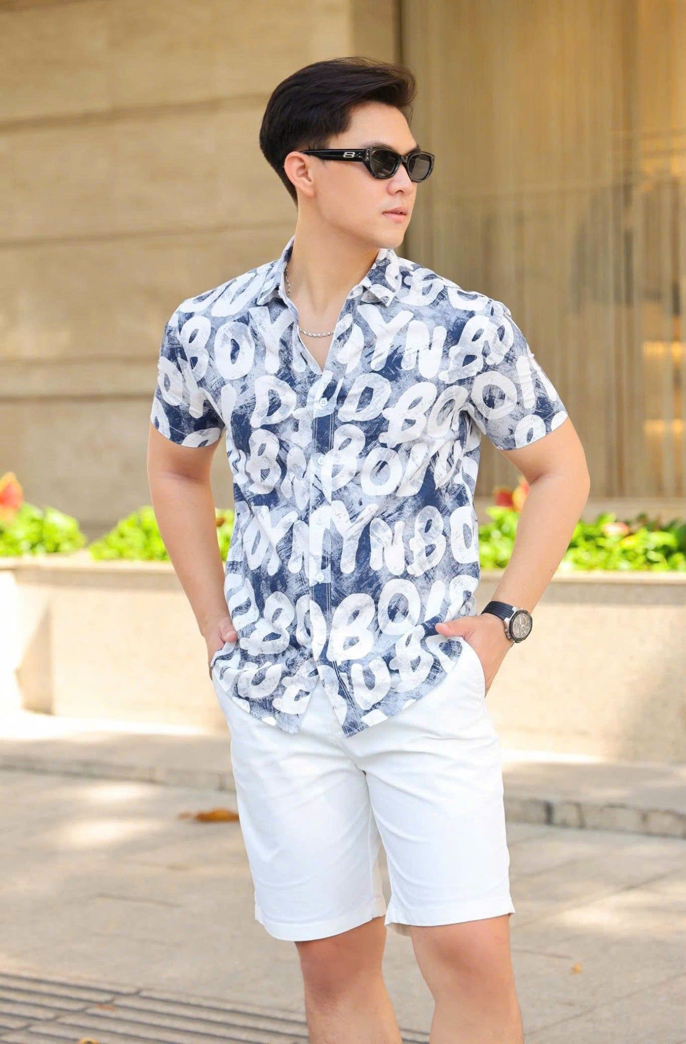 ÁO SƠ MI NAM TAY NGẮN HỌA TIẾT T003556