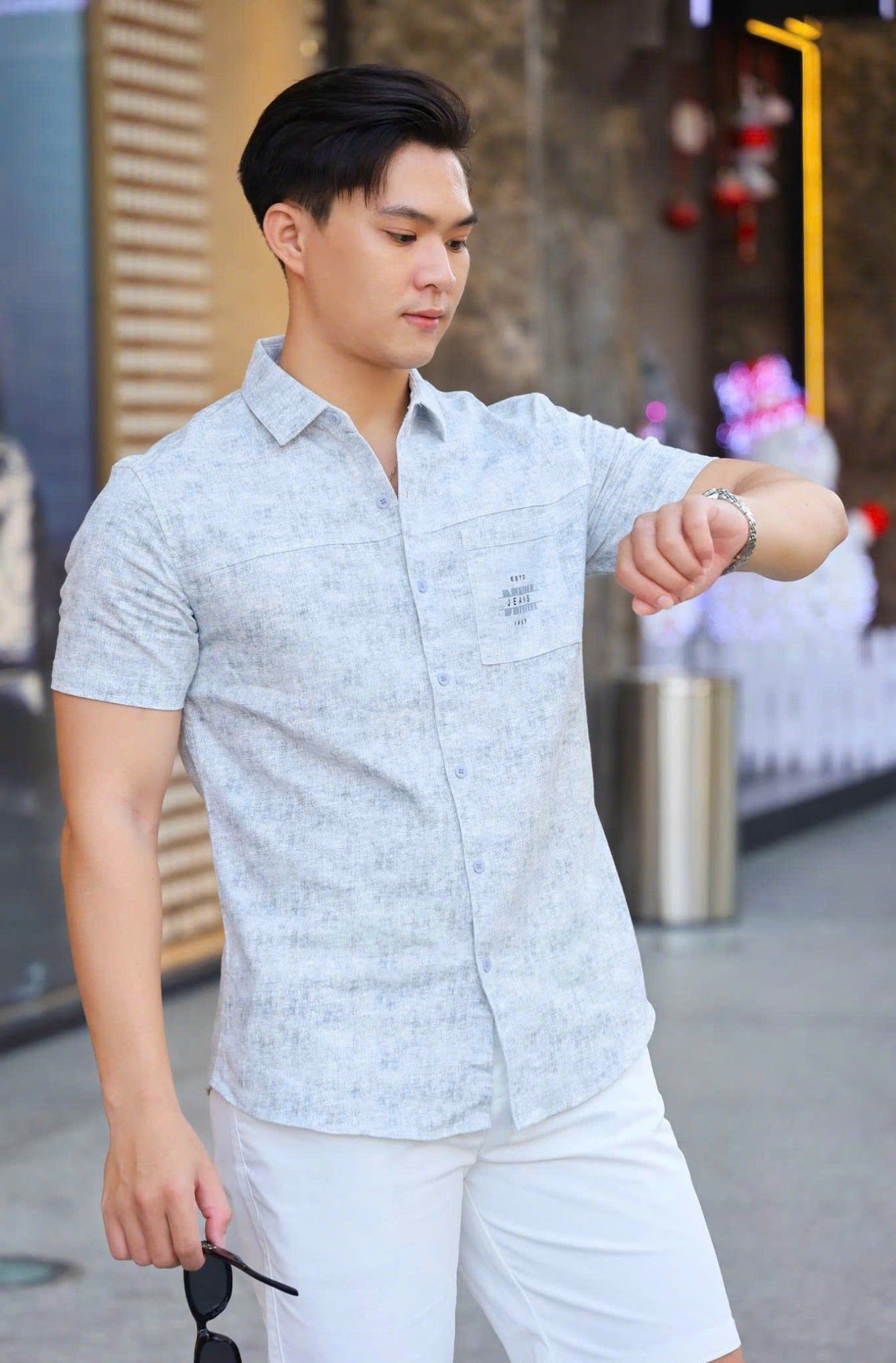 ÁO SƠ MI NAM TAY NGẮN HỌA TIẾT T003560