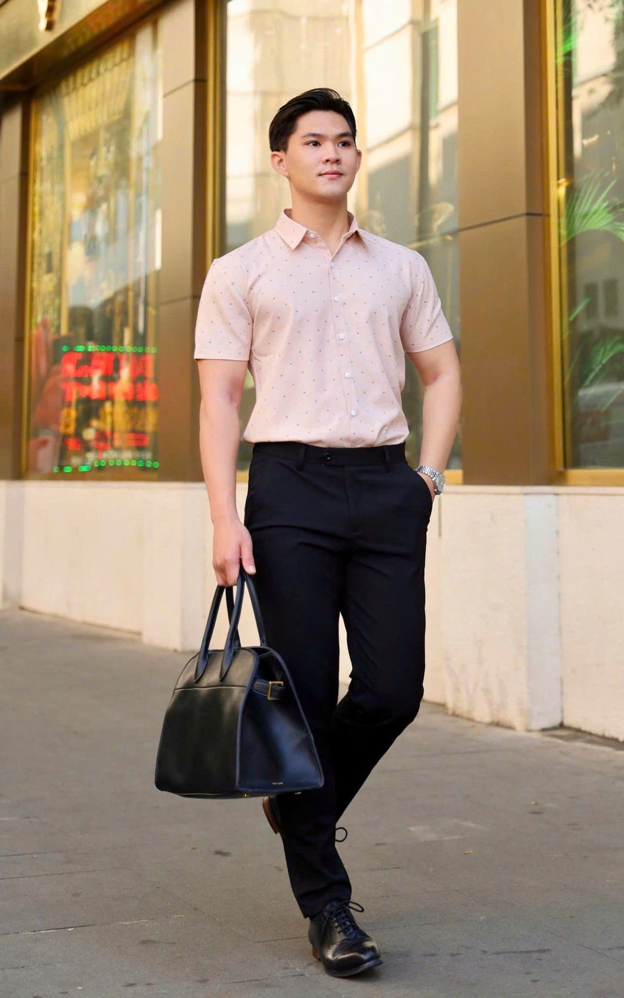 ÁO SƠ MI NAM TAY NGẮN HỌA TIẾT HS002007