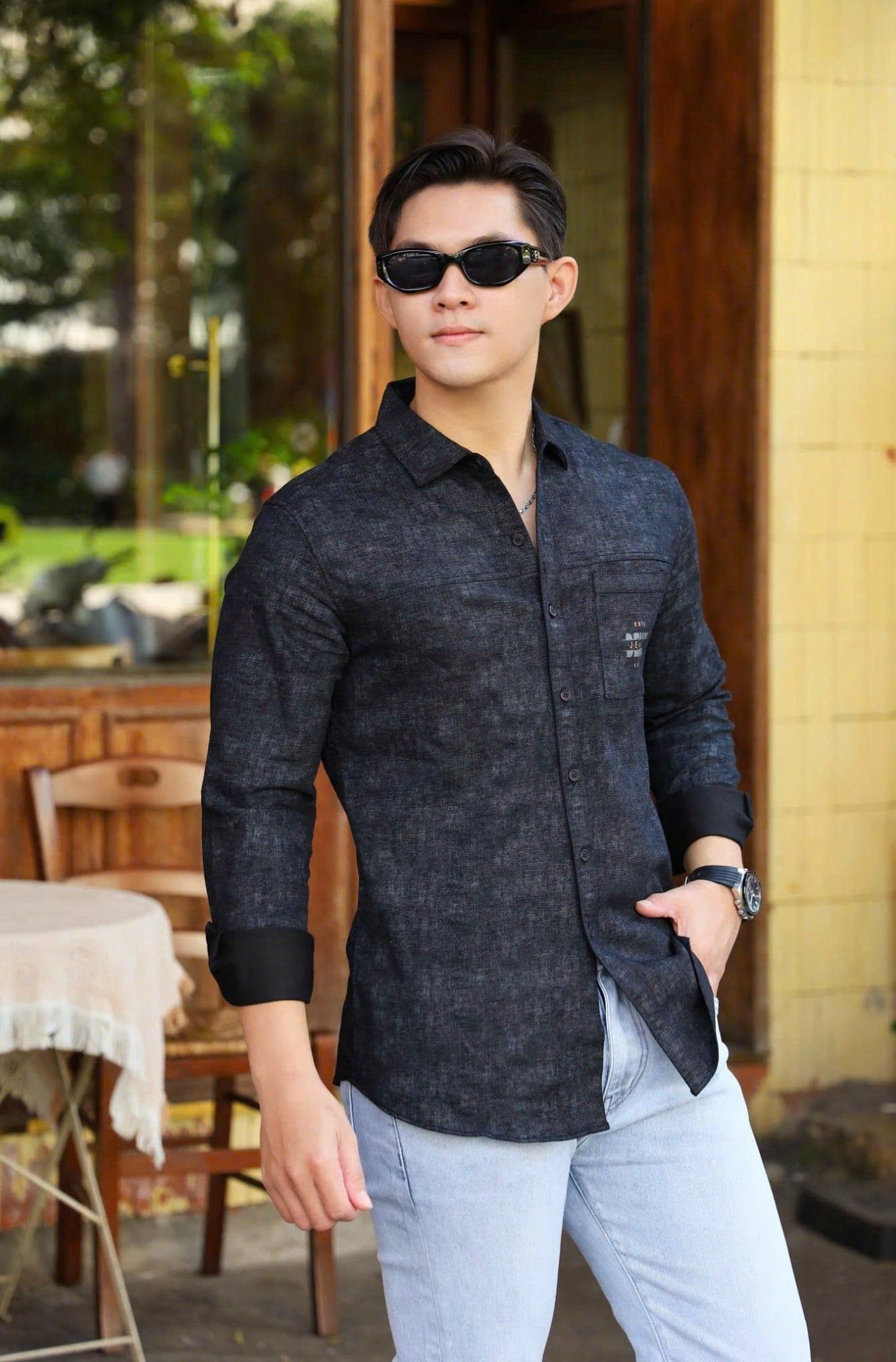 ÁO SƠ MI NAM TAY DÀI HỌA TIẾT - T003561