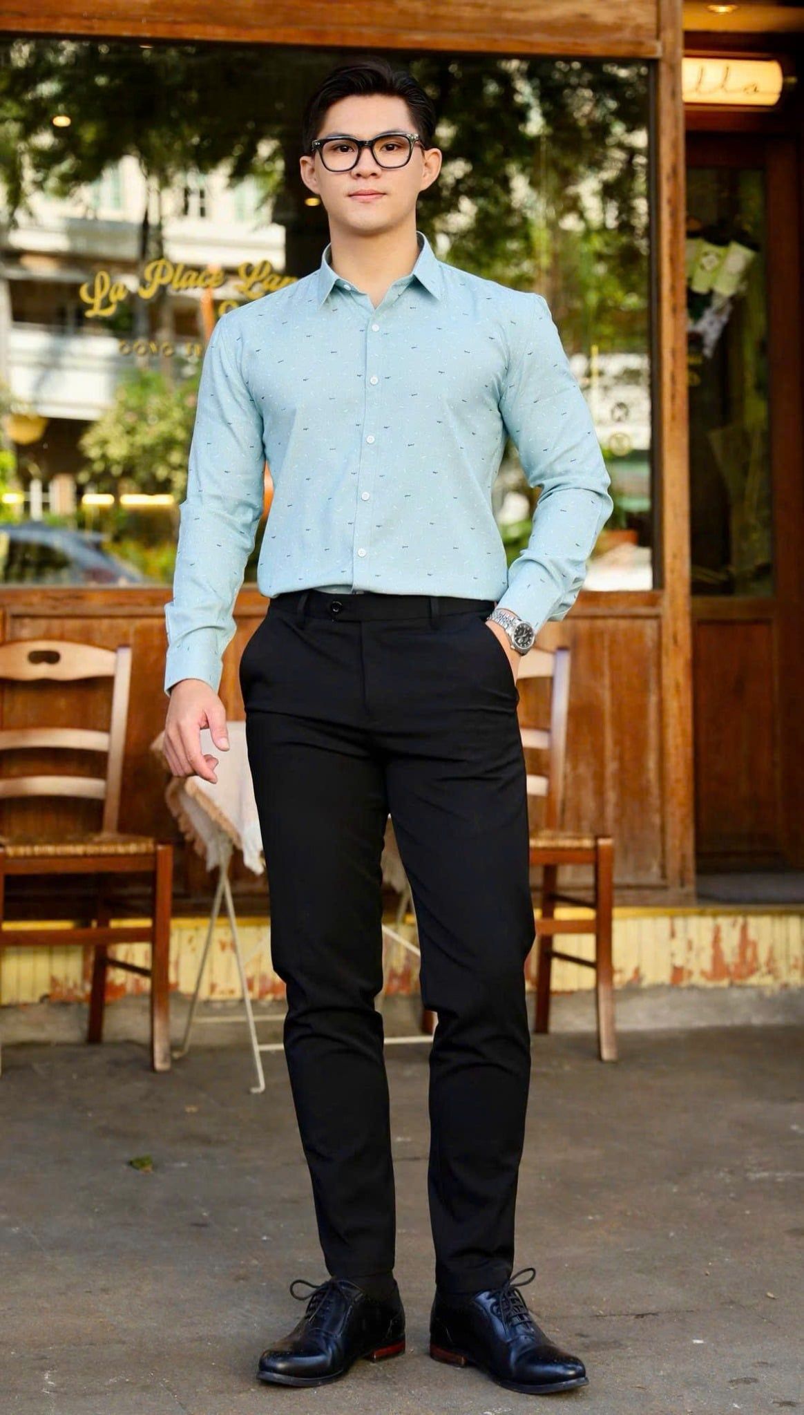 ÁO SƠ MI NAM TAY DÀI HỌA TIẾT - HS002006