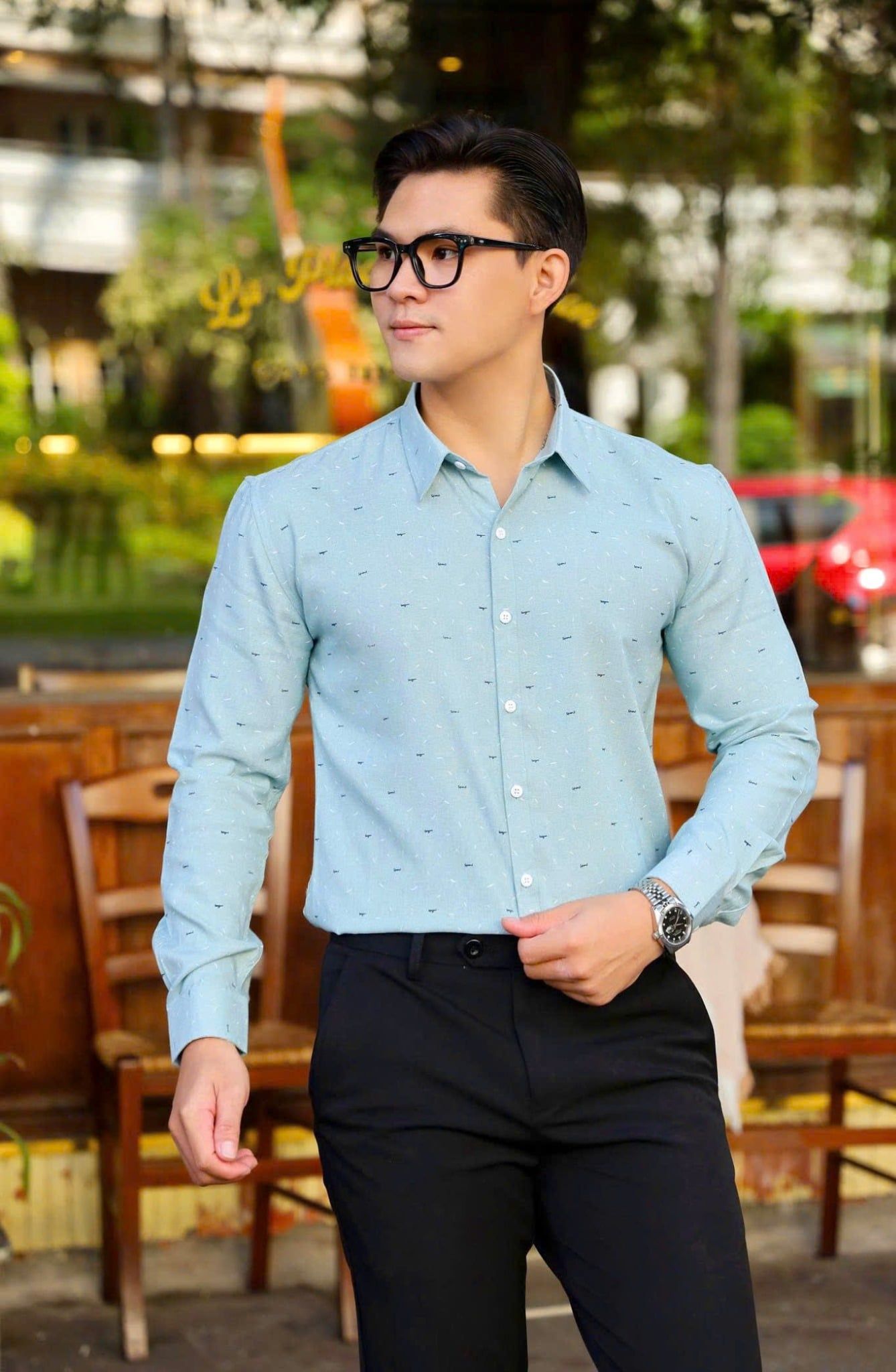 ÁO SƠ MI NAM TAY DÀI HỌA TIẾT - HS002006