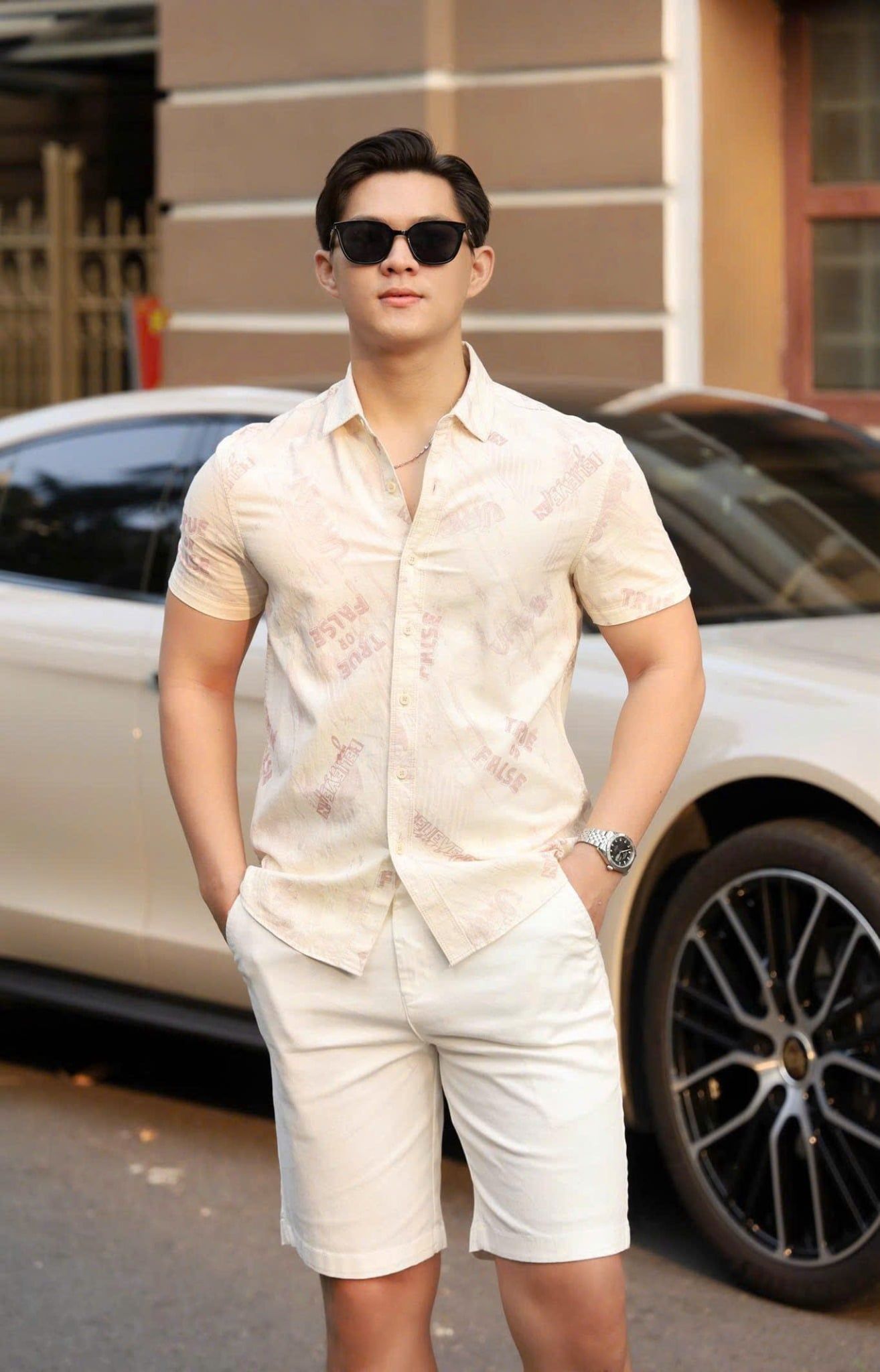 ÁO SƠ MI NAM TAY NGẮN HỌA TIẾT T003535