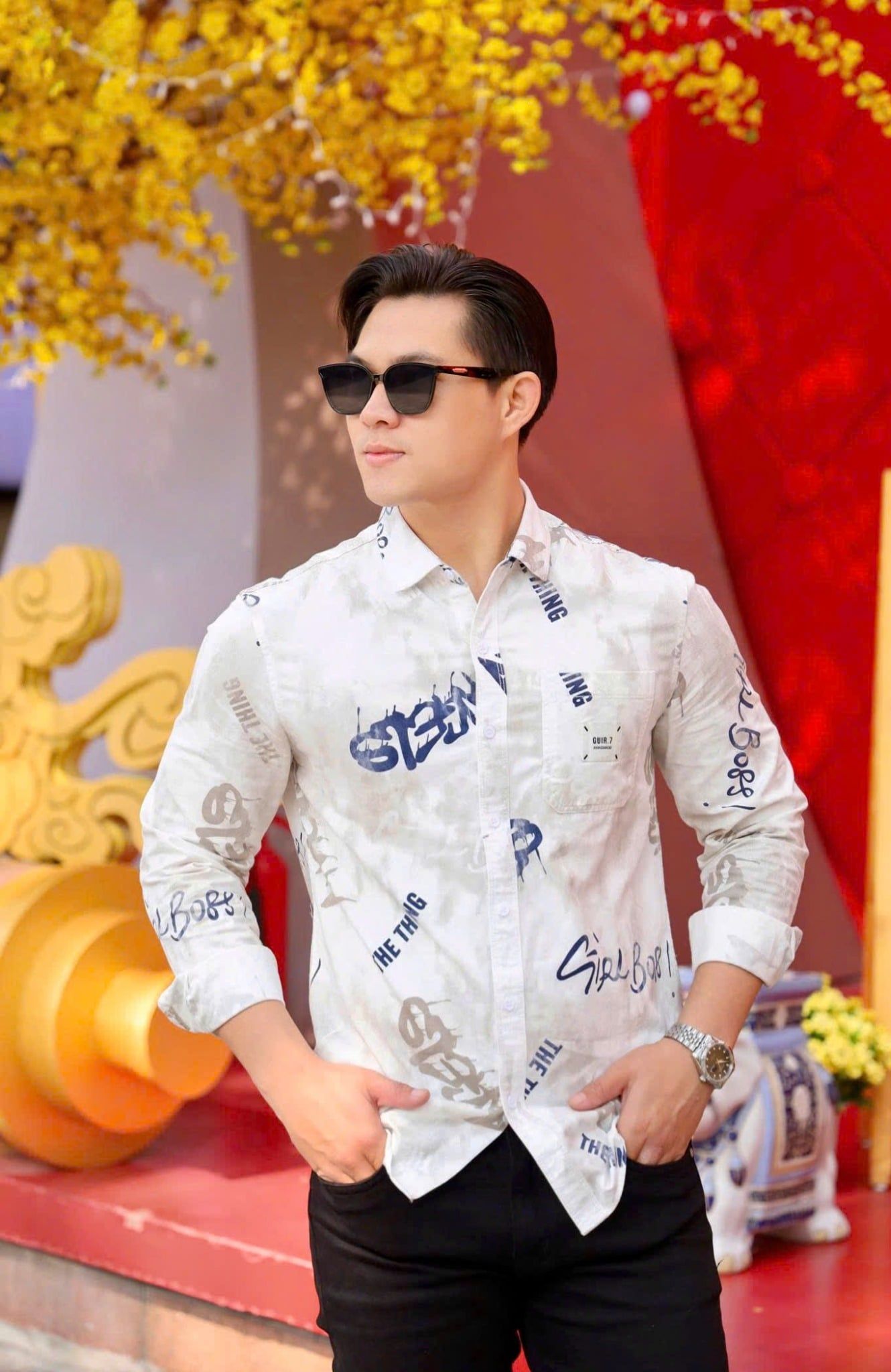 ÁO SƠ MI NAM TAY DÀI HỌA TIẾT - T003559