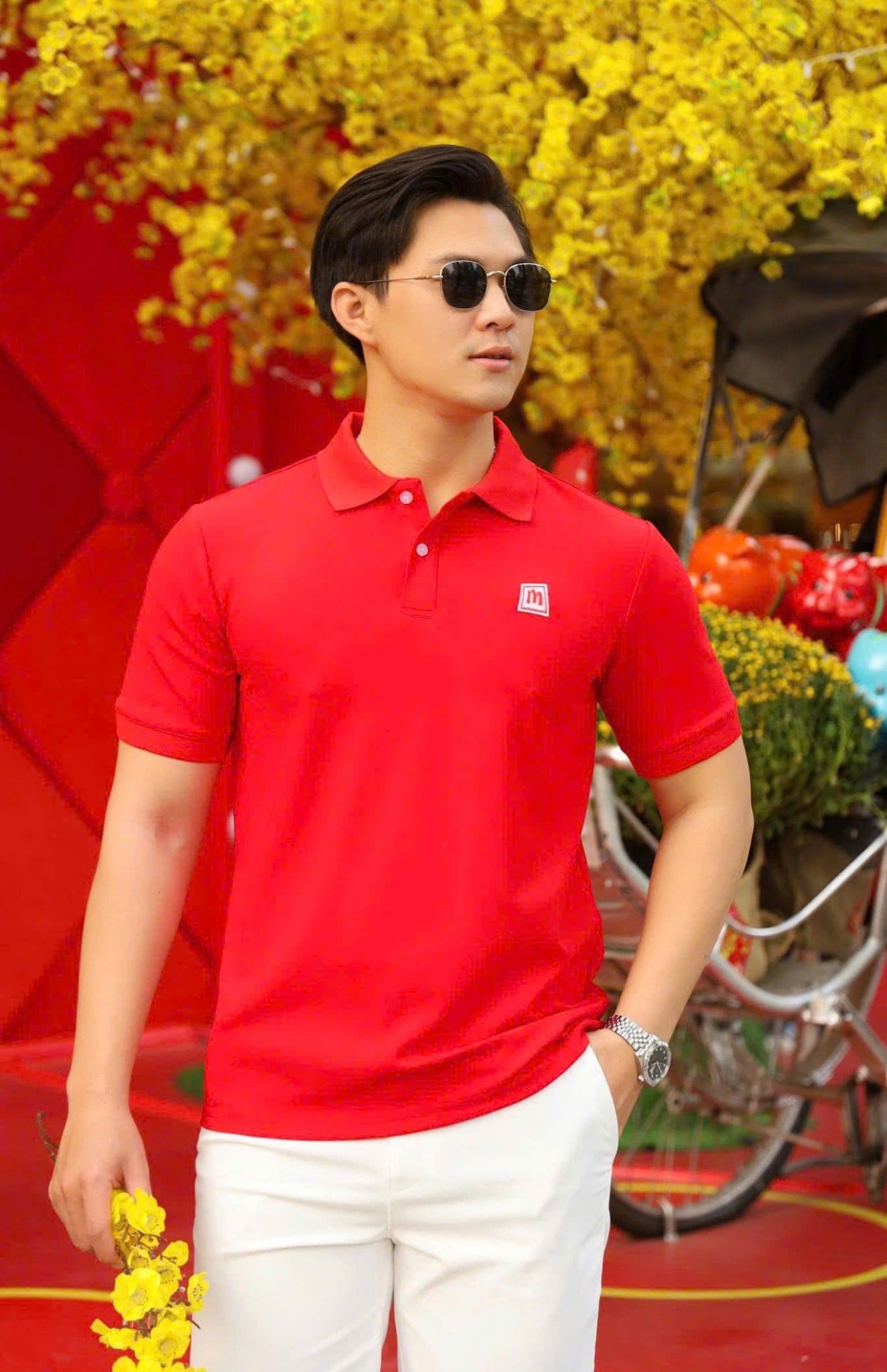 ÁO THUN POLO ĐỎ IN LOGO - VH003933