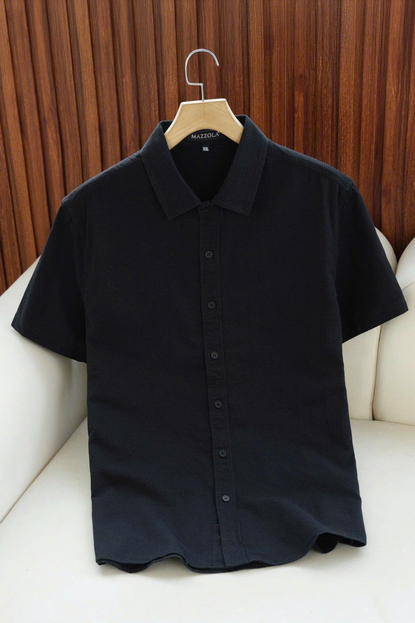ÁO SƠ MI NAM TAY NGẮN ĐEN TRƠN - T003719