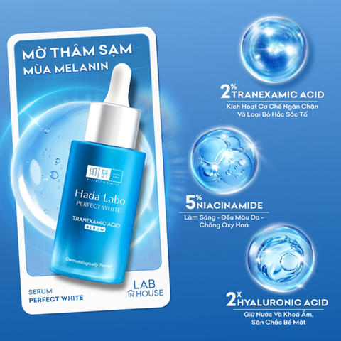 Serum Hada Labo Perfect White 30ml Tranexamic Acid Serum, Dưỡng trắng da, mờ thâm sạm