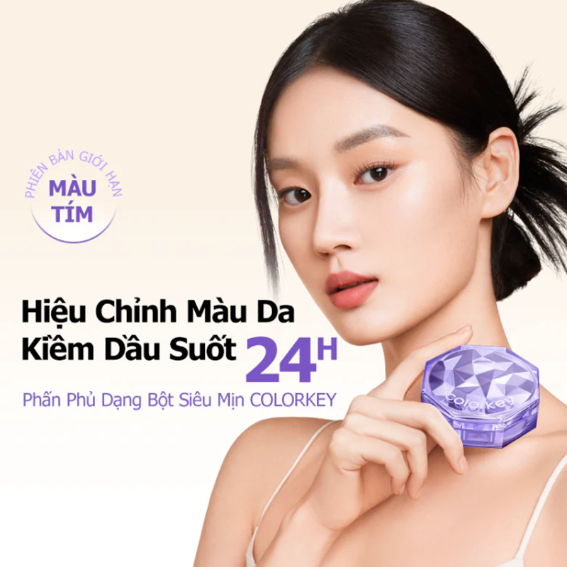 Phấn Phủ Bột Colorkey 8g, chất phấn siêu mịn, kiềm dầu, làm sáng và đều màu da