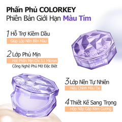 Phấn Phủ Bột Colorkey 8g, chất phấn siêu mịn, kiềm dầu, làm sáng và đều màu da