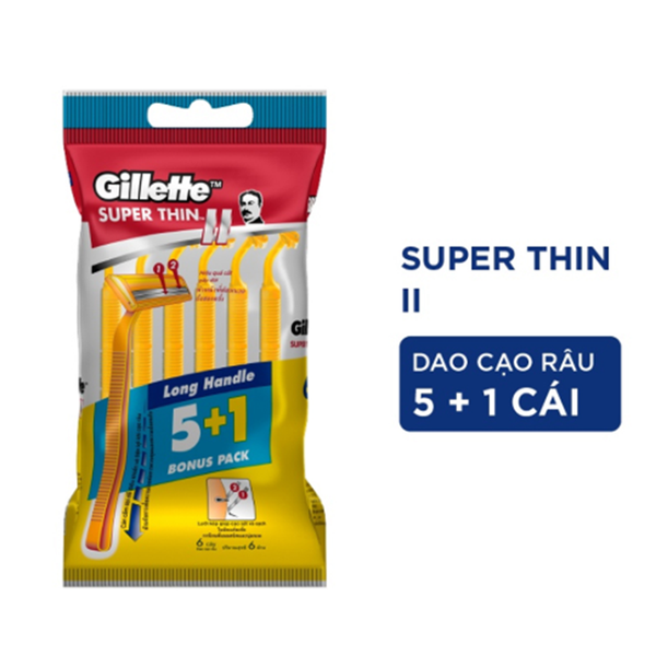 Dao Cạo Râu Gillette Cán Vàng Gói 5+1