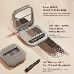 Bột Mày Judydoll 3 Ô 2.7g #02, Kết cấu bột mịn, mềm mại, dễ tán cho đôi lông mày hoàn hảo