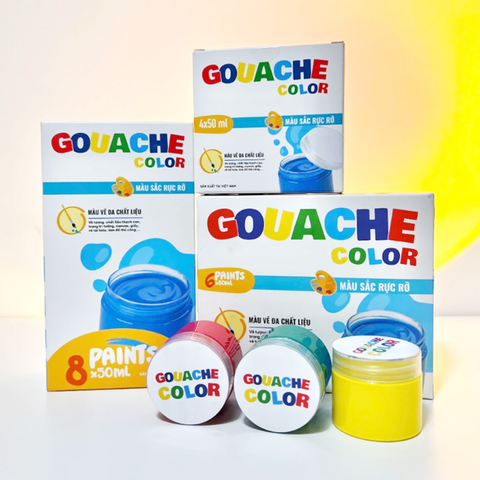 Màu Vẽ Đa Chất Liệu Gouache Color, Chất màu mịn mượt, màu sắc rực rỡ và dễ làm sạch