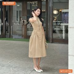 Đầm thiết kế BEMINE cổ tròn sát nách dáng dài phù hợp đi chơi-MT10702