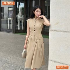 Đầm thiết kế BEMINE cổ tròn sát nách dáng dài phù hợp đi chơi-MT10702