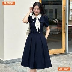 Đầm thiết kế BEMINE cổ đức nơ kiểu dáng chữ A phù hợp đi làm-MT11021