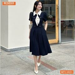 Đầm thiết kế BEMINE cổ đức nơ kiểu dáng chữ A phù hợp đi làm-MT11021