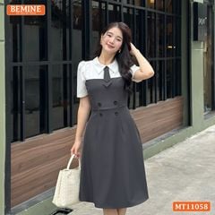 Đầm thiết kế BEMINE cổ đức cavat giả dáng chữ A phù hợp đi làm-MT11058