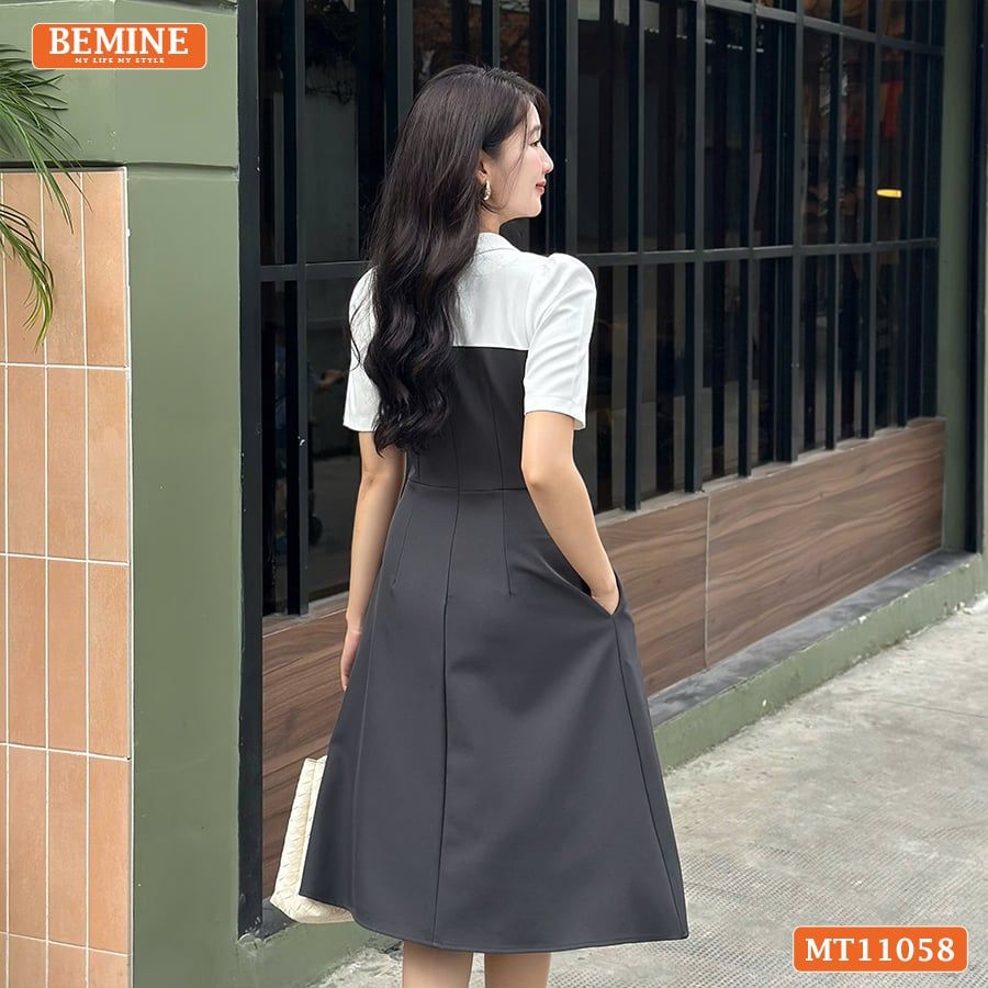 Đầm thiết kế BEMINE cổ đức cavat giả dáng chữ A phù hợp đi làm-MT11058