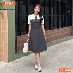 Đầm thiết kế BEMINE cổ đức cavat giả dáng chữ A phù hợp đi làm-MT11058