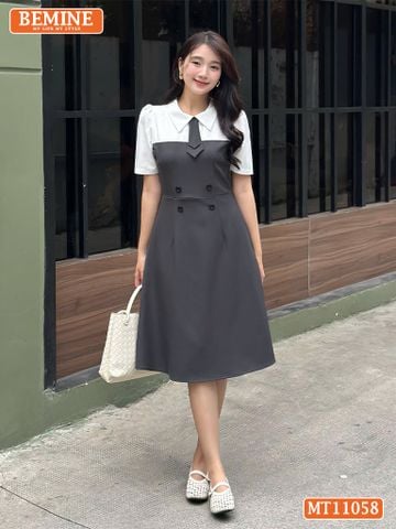 Đầm thiết kế BEMINE cổ đức cavat giả dáng chữ A phù hợp đi làm-MT11058