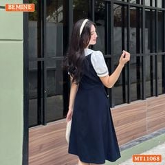 Đầm thiết kế BEMINE cổ thủy thủ đính nơ có viền dáng chữ A MT11068