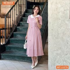 Đầm thiết kế BEMINE cổ sen cúc lệch dáng chữ A phù hợp đi chơi-MT11078