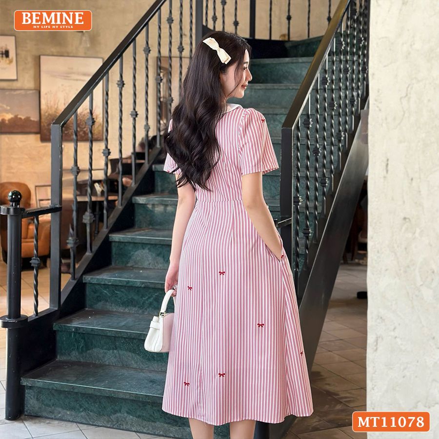 Đầm thiết kế BEMINE cổ sen cúc lệch dáng chữ A phù hợp đi chơi-MT11078