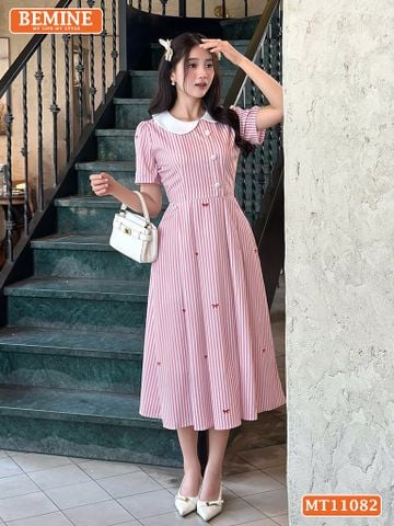 Đầm thiết kế BEMINE cổ sen cúc lệch dáng chữ A phù hợp đi chơi-MT11078