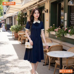 Đầm thiết kế BEMINE cổ sen đính hoa dáng chữ A MT11083