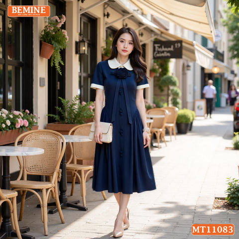 Đầm thiết kế BEMINE cổ sen đính hoa dáng chữ A MT11083