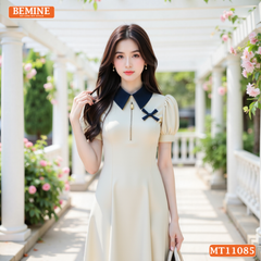 Đầm thiết kế BEMINE cổ đức dây kéo trước dáng chữ A MT11085