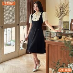 Đầm thiết kế BEMINE cổ sơ mi phối tơ giả yếm MT11096