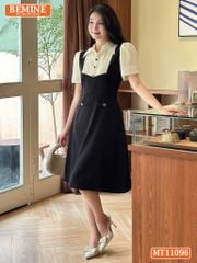 Đầm thiết kế BEMINE cổ sơ mi phối tơ giả yếm MT11096
