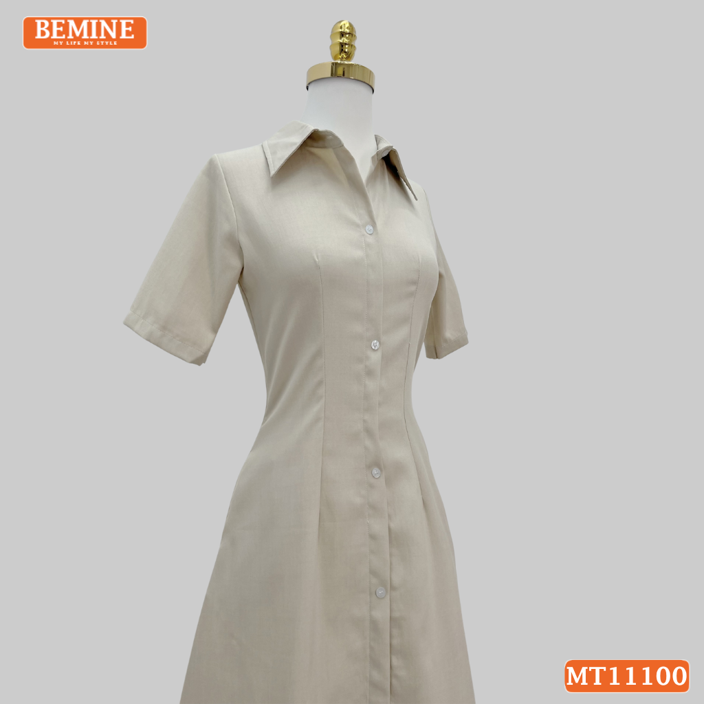 Đầm thiết kế BEMINE cổ sơ mi có cúc dáng chữ A MT11100