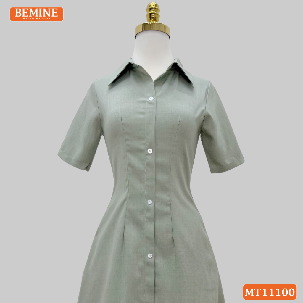 Đầm thiết kế BEMINE cổ sơ mi có cúc dáng chữ A MT11100