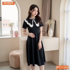 Đầm thiết kế BEMINE cổ tròn phối cổ bướm dáng chữ A MT11104