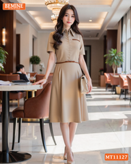 Đầm thiết kế BEMINE cổ đức khóa kéo trước dáng chữ A MT11127